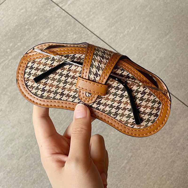 

Fashion Canvas Leather Eyeglasses Bag Unisex Anti-loss Hasp Eyewear Case Cover Women Men Eyeglass Holder New Car Sunglasses Box