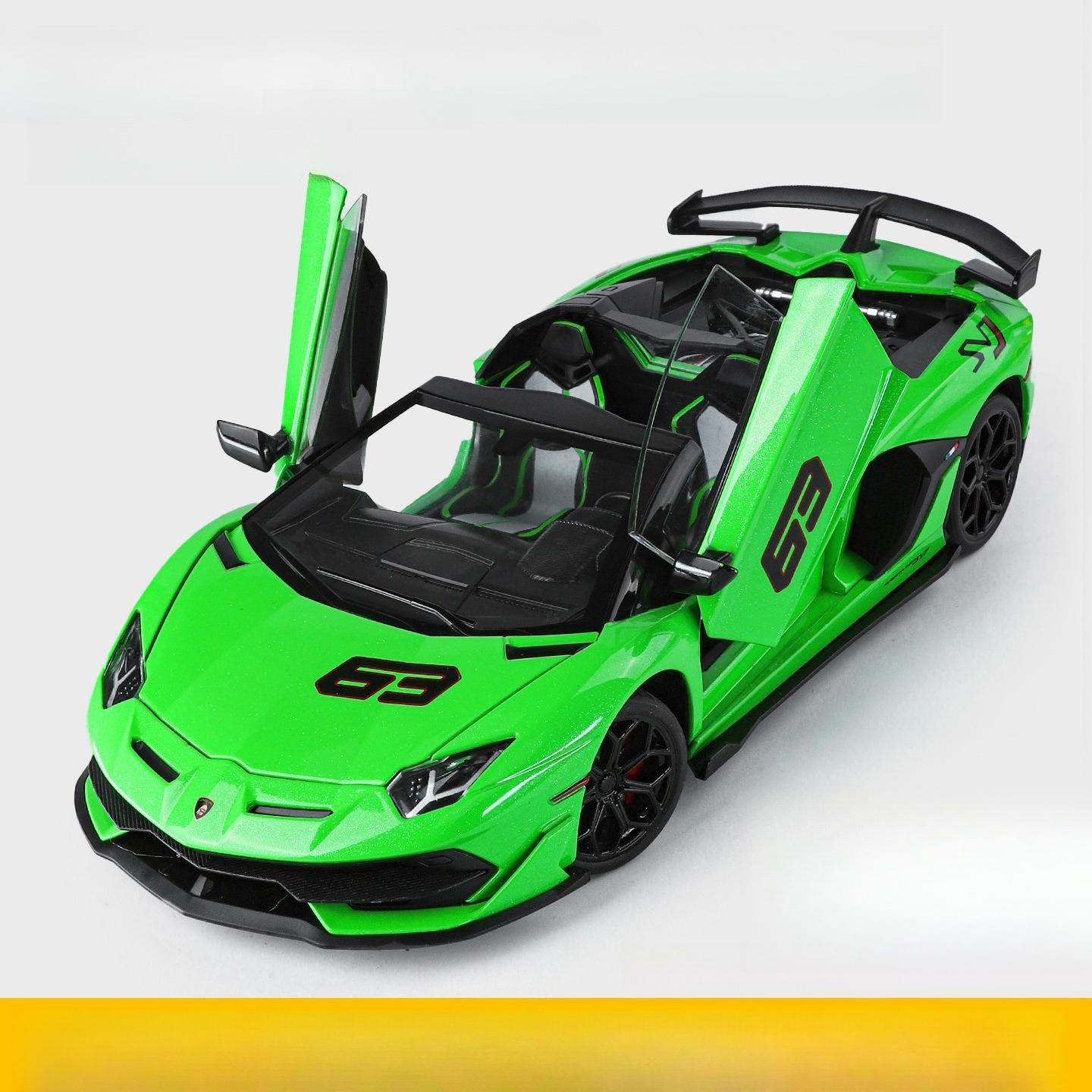 

1:18 Lamborghini Aventador SVJ Hidden Edition Race King Supercar литая модель автомобиля со звуком и светом детская игрушка в подарок армия зеленый