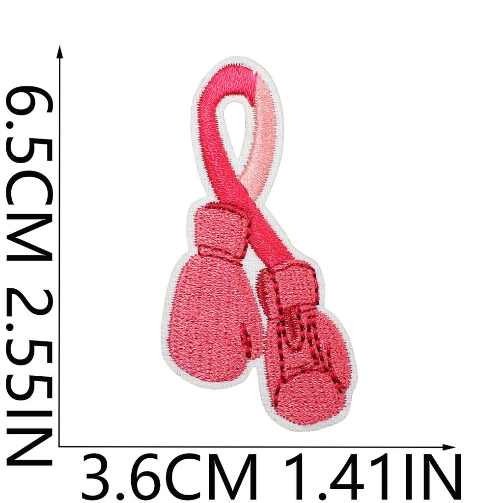 Health Day Embroidery Sticker Caring For Women Zhang Zai Computer Embroidery Label Clothes Bag Decoration Pink Ribbon Patch Sticker