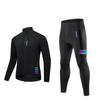 WOSAWE Autumn Winter Men's Windproof Warm Long-sleeved Cycling Jacket Mouth Shockproof Dazzle Color Padded Mesh Cycling Pants Road Cycling Suit
