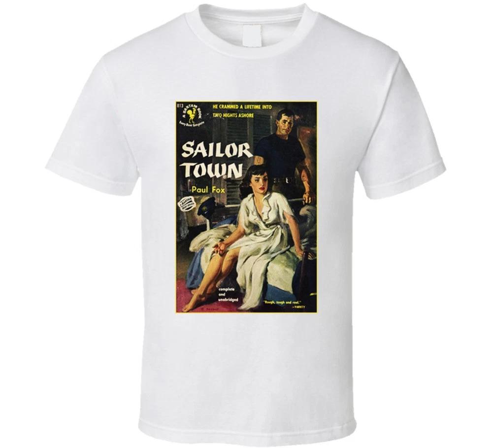 

Sailor Town T Shirt Retro Pulp Cover Nautical Vintage Tee Shanty Theme 60s 50s L