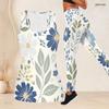 Women Plus Size Two Piece Set Scoop Neck Sleeveless Floral Printed Longline Tank Top Fitted Pants