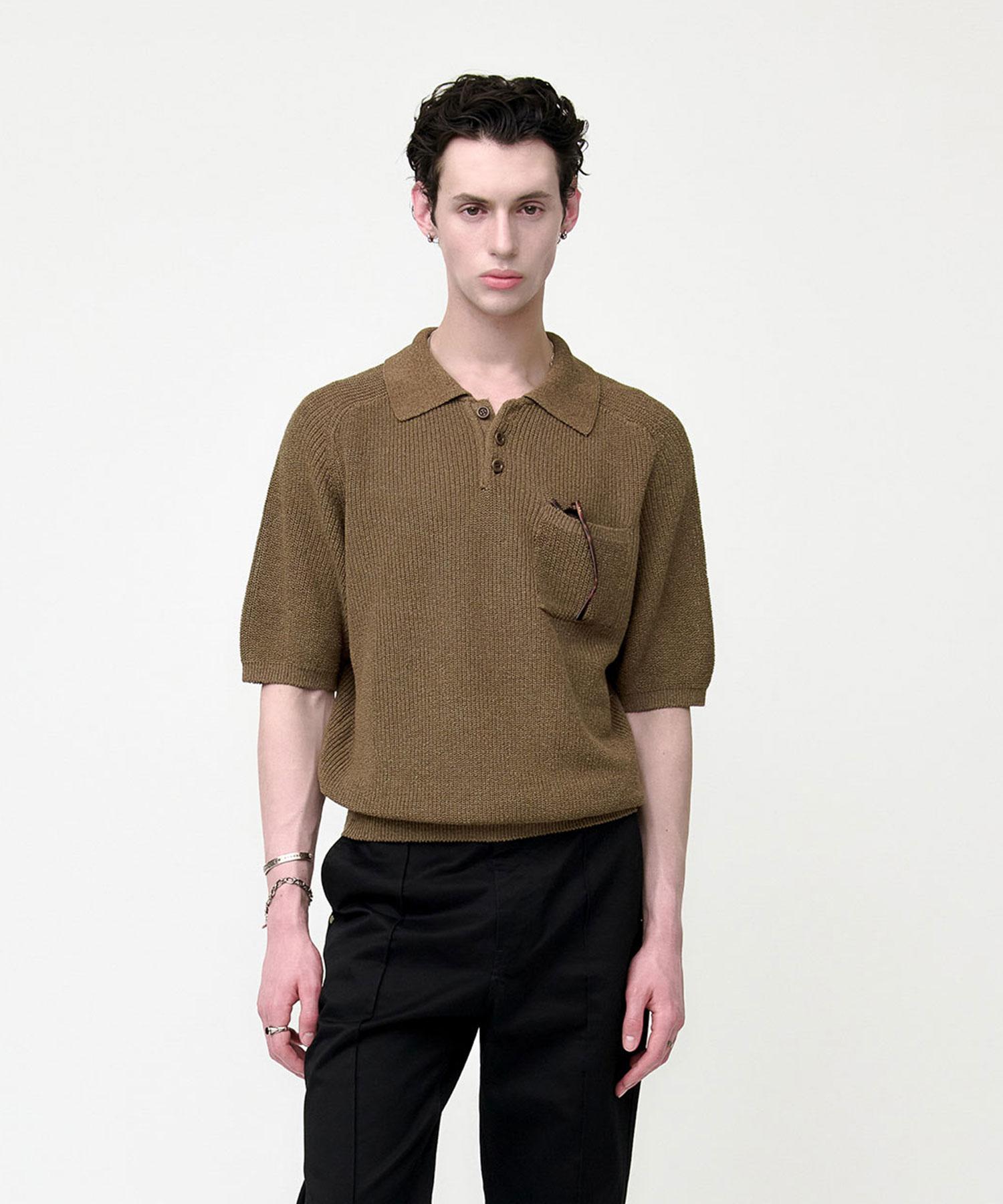 25 Tropical Polo Knit - Khaki Brown Khaki Brown/M(95)