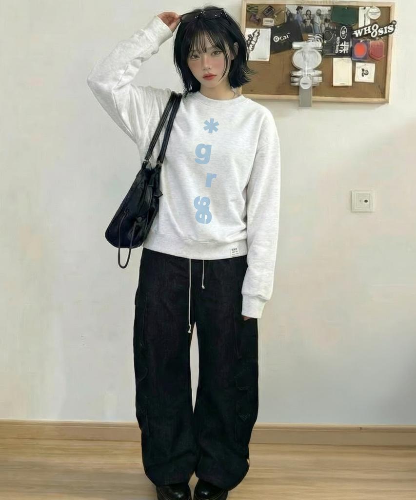 GRAVER [Unisex] Grae-S Vertical Sweatshirt_Melange White