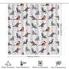 Whimsical Cat Pattern Shower Curtain Multicolored Feline Print For Bathroom Decorations With Hooks Included In White