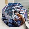 Attack On Titan Print Automatic Umbrella, 8 Rib Iron Frame, Plastic Handle, Suitable for Outdoor Travel &Daily , Ideal Gift