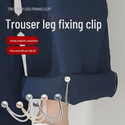 Magnetic Trouser Clip: Adjustable Leg Buckle for Lengthening, Shortening, and Securing Cuffs Without Seams