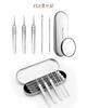Set of Precision Tweezers with Tip 10x Magnification Storage and Tweezers for Blackhead Hair and Blackhead 6-Piece 0.1mm Width, Heat-Treated, Mirror,