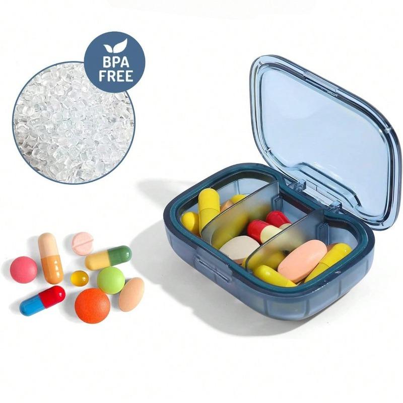 Portable Mini Pill Organizer 3-Compartment Travel Pill Case Compact Daily Medicine Storage Box Lightweight Pocket-Sized