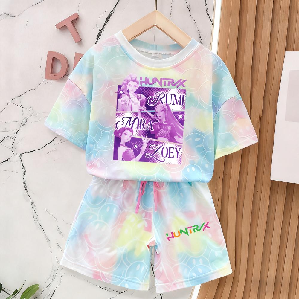 Letní Lovci Démonů Nové Kawaii Úsměvné Tváře Oblečení Dívky 3D Tisk Tričko s Krátkým Rukávem Měkké Prodyšné Pyžamo Domácí Oblečení