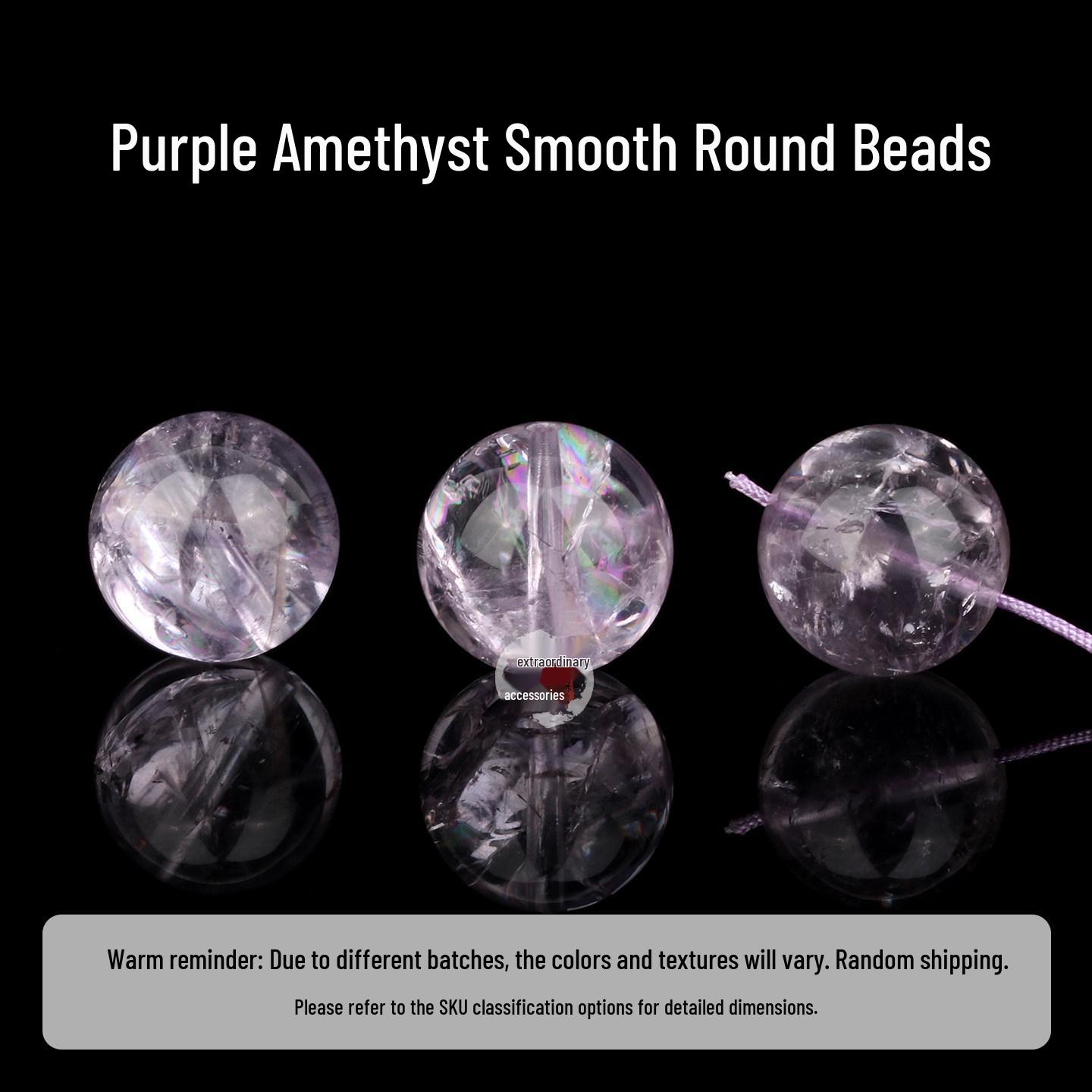 Natural Purple Acai Crystal Round Beads for DIY Bracelets