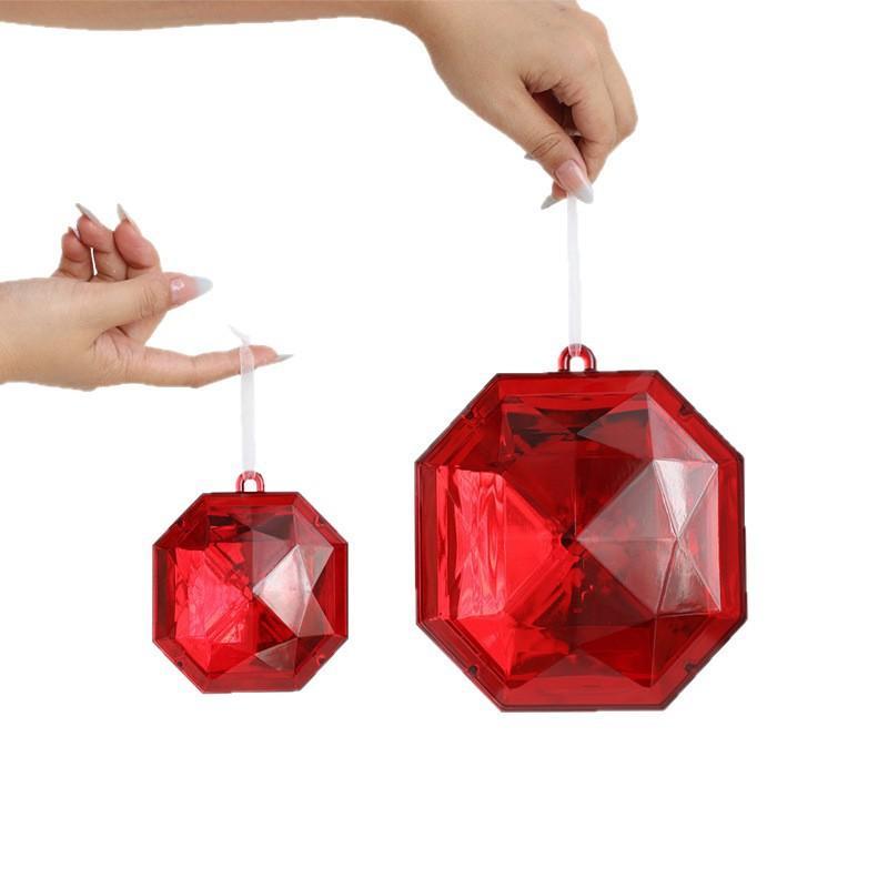 Plastic Christmas Tree Hanging Ornaments With Glitter Gem Accents In Square And Round Shapes For Festive Seasonal Decoration Use