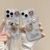 Water Diamond Flower Perfume Bottle Premium Phone Case for Apple 15Promax Transparent for IPhone14 Silver Foil 17