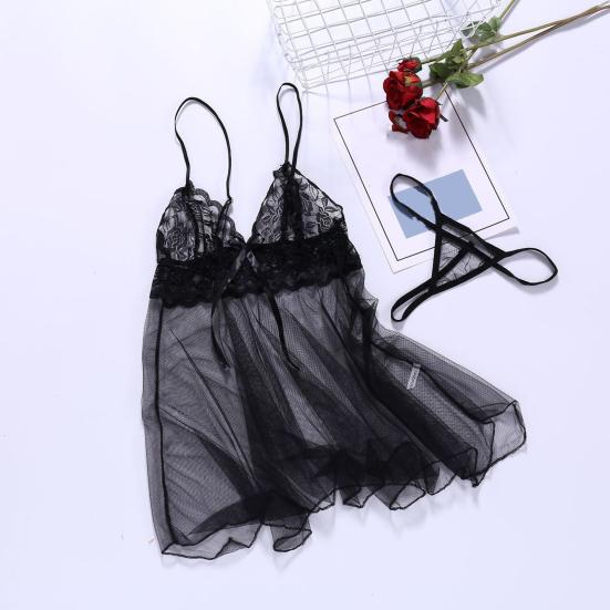 Pcs/Set Women Nightdress Backless Sleeveless Sexy Mesh Lady Nighty for Bedroom