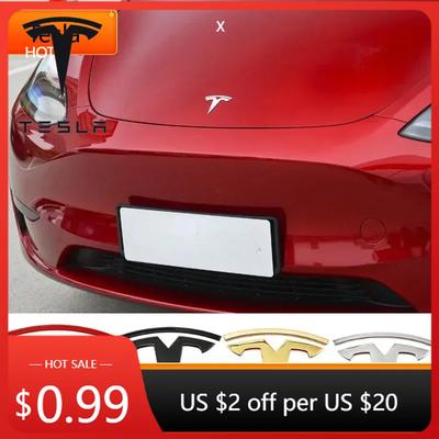 Pegatina de Coche Metal Carcasa Frontal del Capó Emblema Pegatina para Tesla Modelo 3 Mode Y Insignia Trasera del Maletero del Coche Calcomanía Accesorios Exteriores