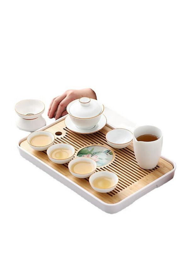 Japanese Style Bamboo Dry Tea Tray with Water Storage