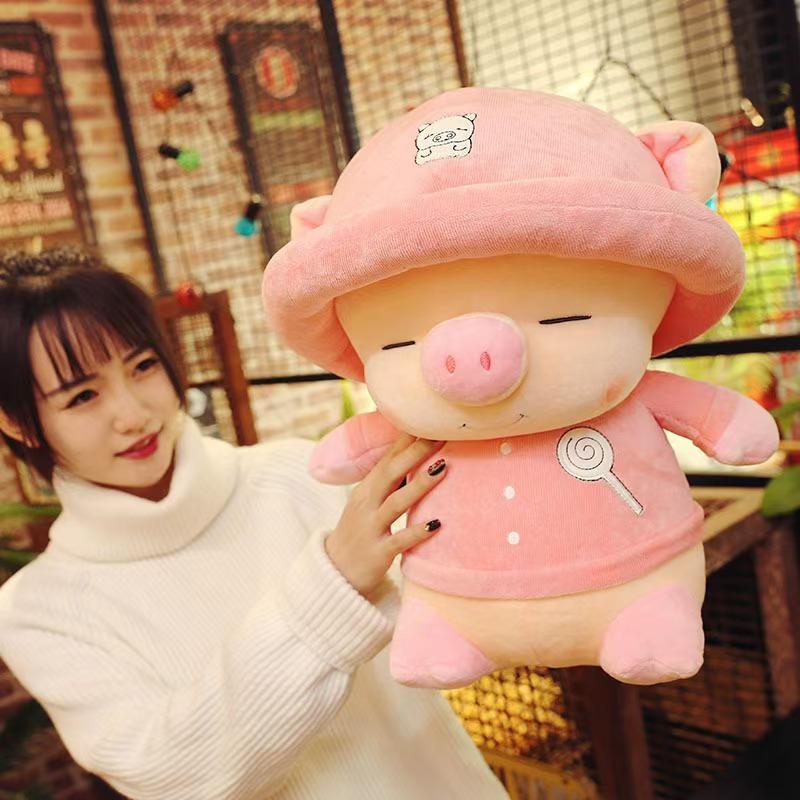 New Style Pig Doll with Hooded Hooded Plush Toy Squinting Pig Doll Children's Birthday Gift