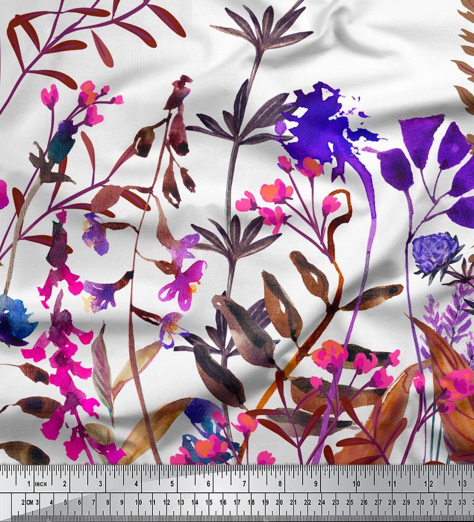 oneOone Cotton Flex Fabric Leaves & Flower Panel Print Sewing Fabric BTY 40 Inch