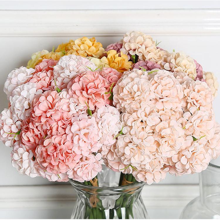 27Heads 30cm Artificial Hydrangea Bouquets Fake Flowers Bridal Bridesmaid Holding Flowers Photograph Props Wedding Party Garden Home Decoration