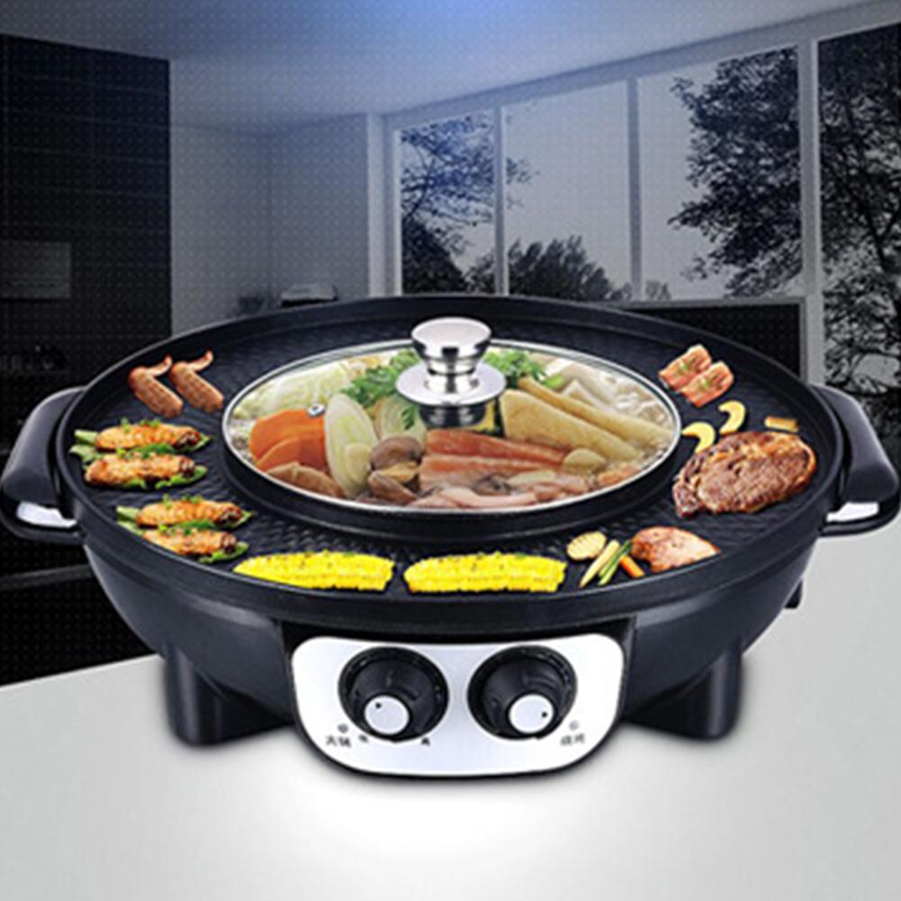 

Многофункциональная бездымная электрическая плита с антипригарным покрытием, сковорода-гриль для барбекю, электрическая сковорода-гриль для барбекю blackSingle bottom pot#0