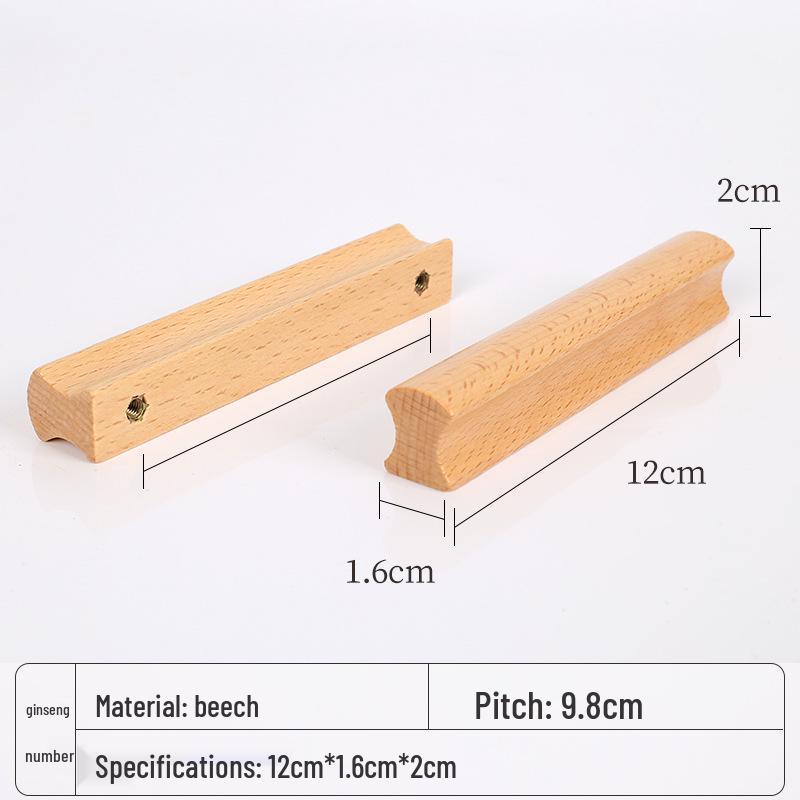 Solid Wood Double Hole Pull Handle for Cabinets, Wardrobes, Doors, and Shoe Cabinet Drawers.