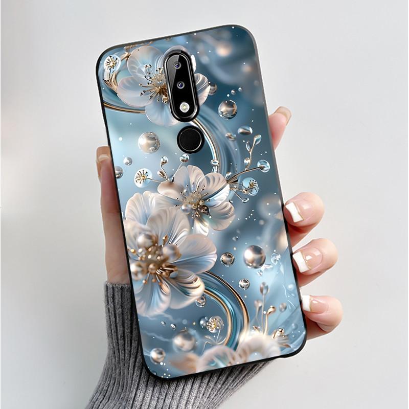 Silicone Case For Nokia X5 X6 5.1 Plus 6.1 Plus Phone Case Luxury Fashion Butterfly Flowers Soft Slim Black Jelly Cover Casing