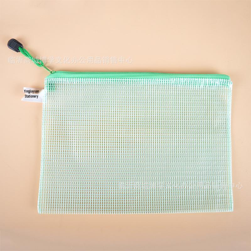 A4 Transparent PVC Mesh Zipper Bag - Creative Document and Stationery Folder with Logo Print