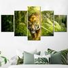5 Pieces Wall Art Canvas Print Tiger Power Jungle Animal Painting Aesthetic Room Decor Picture Modern Home Decoration Poster Set