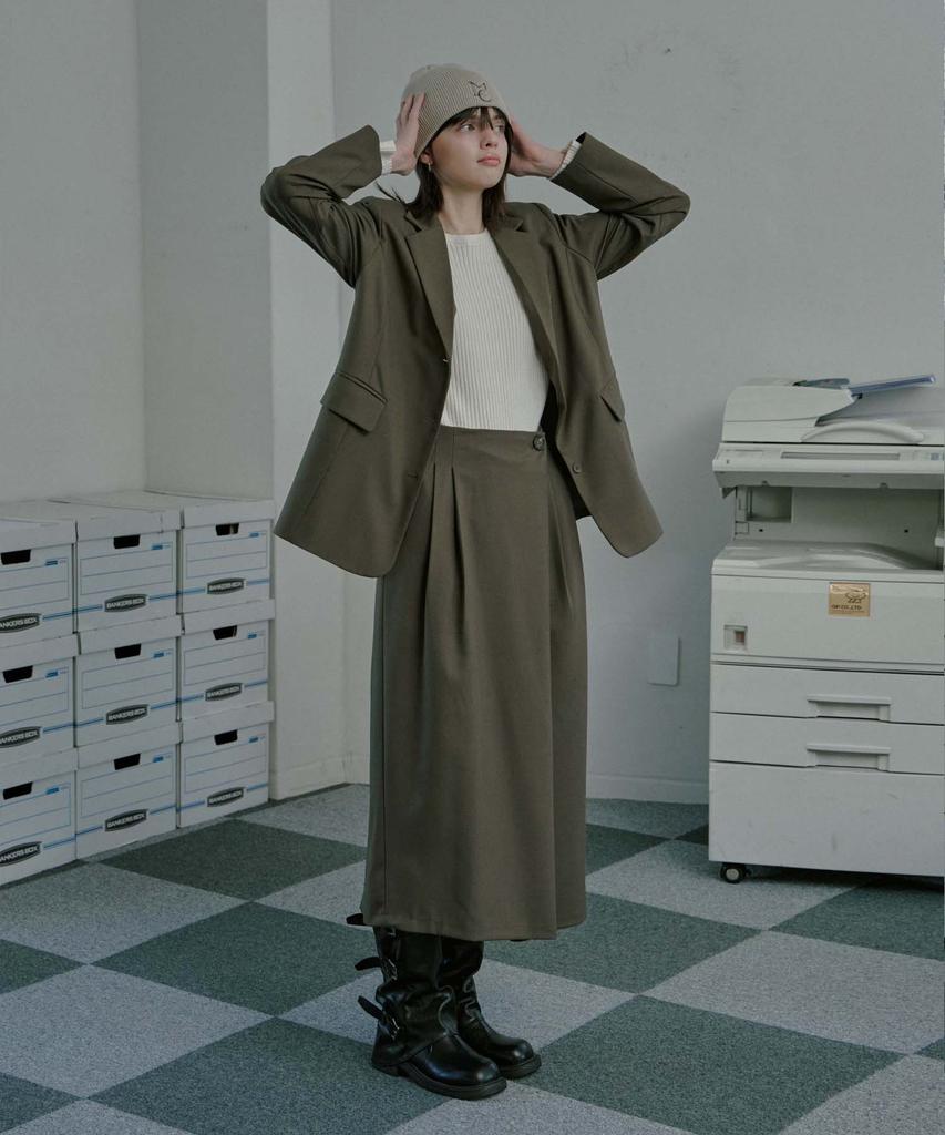 Mualeumoa Wool Bland Pin Tuck Wrap Skirt - Grayish Brown