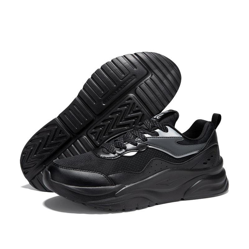 Hongxing Erke Comfortable Versatile Shock Absorbing Wear Resistant Breathable Low Top Casual Shoes Men Sneakers Black Silver 51125102540-002