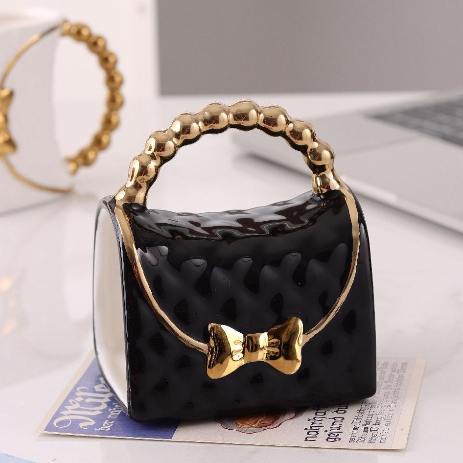 Light Luxury Nordic Wind Plating Bow Mug Personalized Bag Shaped Ceramic Cup Home Couple's Breakfast Cup