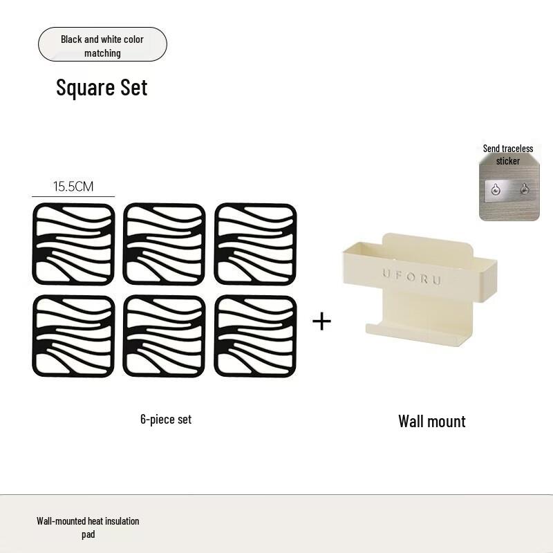 ZISIZ Square Non-Slip Kitchen Coaster Set