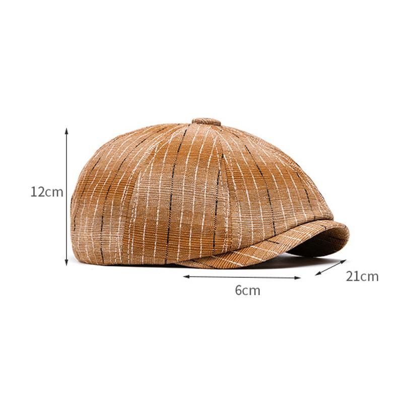 Herrenhut Gestreifte Sonnenblende Achteckige Kappe Britische Kappe Baskenmütze Damen Zeitungskappe
