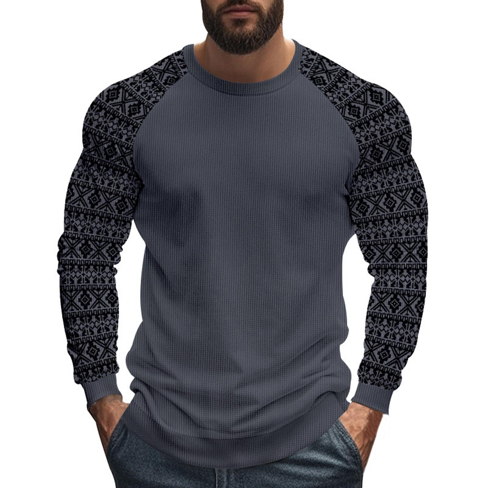 

Мужская стильная и удобная приталенная рубашка с круглым вырезом и принтом L