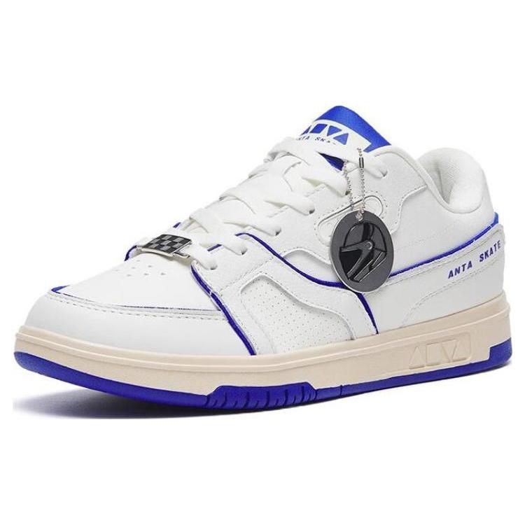 New Anta AOYU Slip Resistant Cushioning Wear Resistant Low Top Skateboard Shoes White Blue 112248026-3
