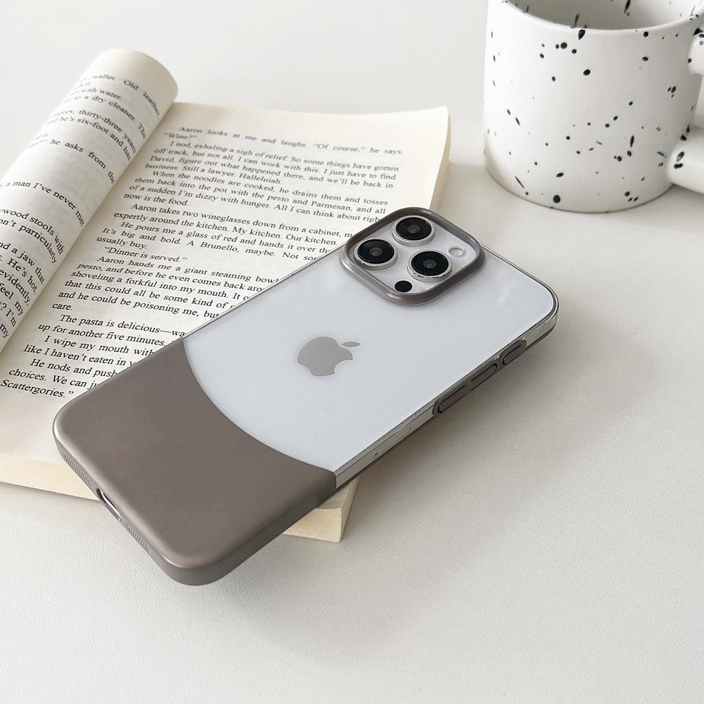 One-piece Transparent Two-color Spliced Apple 16Promax Phone Case, Suitable for Iphone15, Detachable 14 Ultra-thin Case