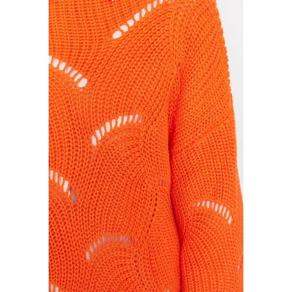 Orangefarbener durchbrochener Strickpullover Tctaw23ak00070