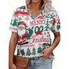 Summer Fashion Christmas Theme 3D Personality Printed T-shirt Women's Loose Comfortable Soft Breathable V-neck Short Sleeved T-shirt
