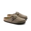 Boston Unisex Suede Versatile Closed Toe Clogs Taupe Narrow Fit 560773
