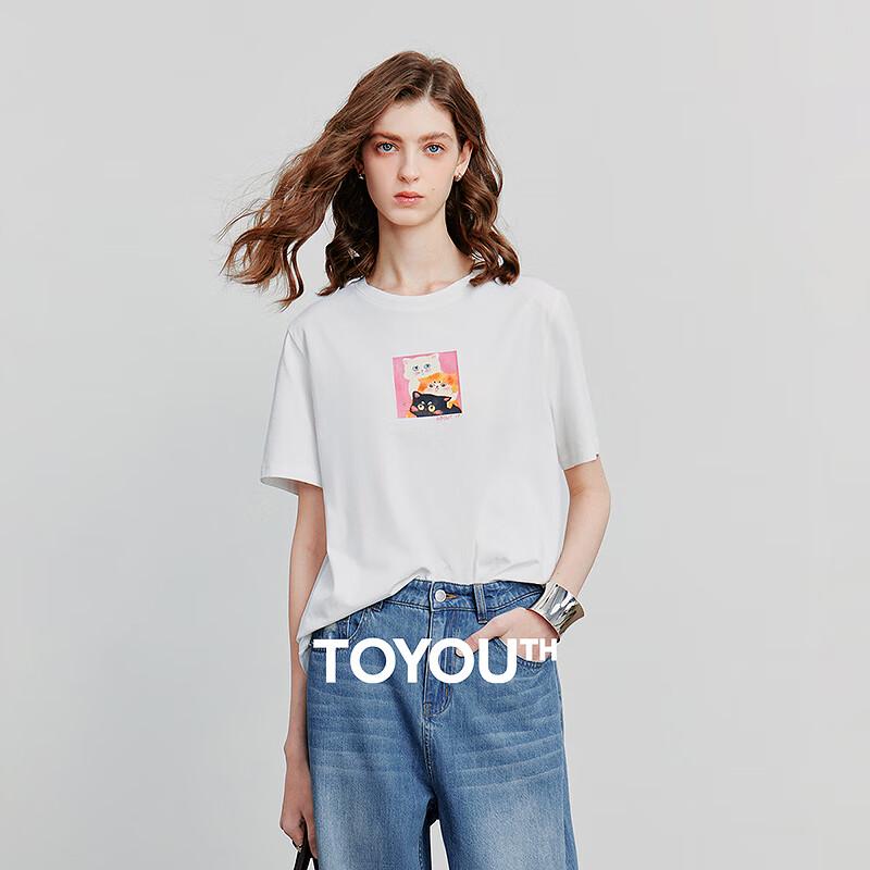 Chuyu Women's Cute Cat Print Cotton T-Shirt