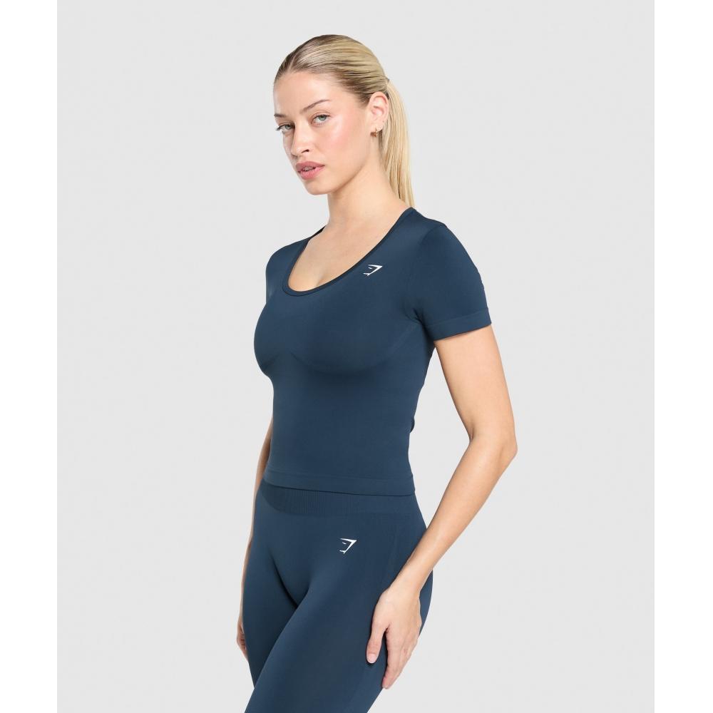 Gymshark Everyday Seamless Tight Fit Crew Neck Tee Navy B3b1o Ub9p