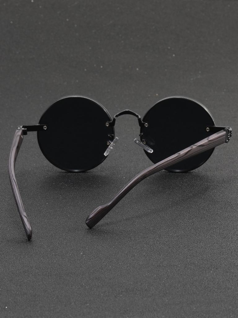 Individuality anti-glare sunglasses American classic metal round frame sunglasses punk metal wooden leg