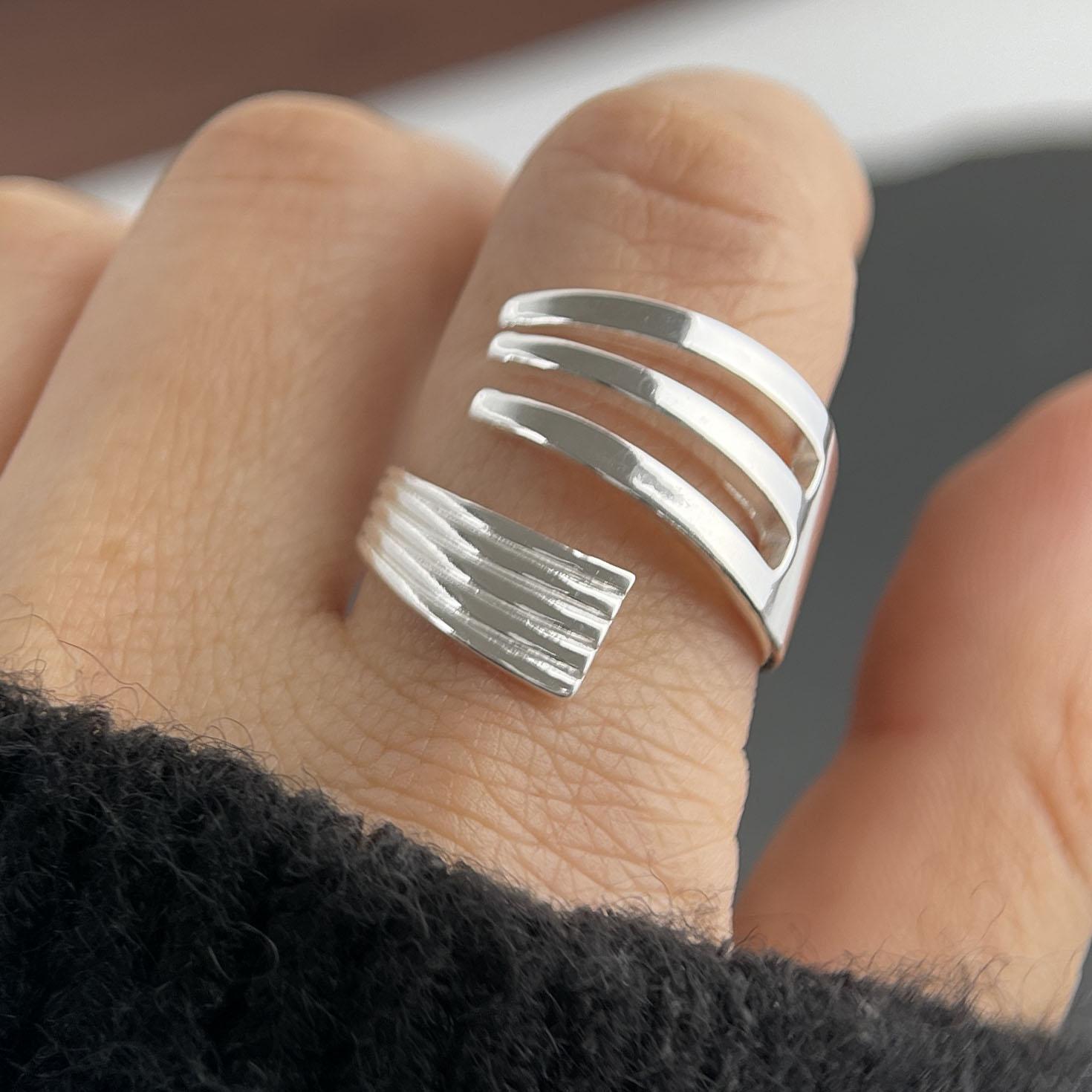 

925 Sterling Silver Rings for Women Couple Minimalist Handmade Simple Big Bow Ring Fine Jewelry Gift Prevent Allergy resizable