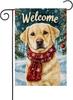 Welcome Winter Yellow Labrador Dog Garden ag 12x18 Vertical Double Sided Farmhouse Trees Snow Christmas Holiday Outside De EEZ