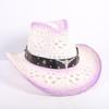 Popular European and American Fashion Hollow Woven Hat Straw Hat Men's and Women's Classic Outdoor Western Denim Straw Hat