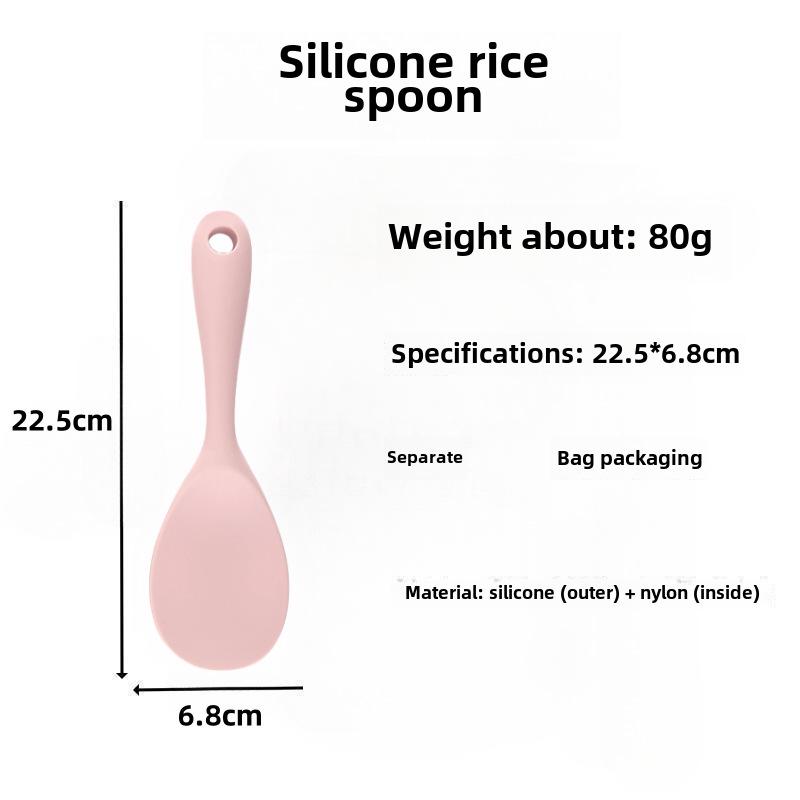 Cuillère à riz et spatule en silicone antiadhésif - Doux pour les casseroles, idéal pour remuer le riz - Ustensile de cuisine
