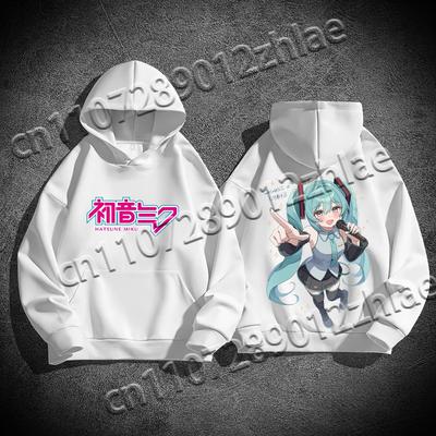 2025 Hatsune Miku Hoodie Langarm Bedrucktes Sweatshirt Kapuzenpullover Fleece Lässig Komfort Damen Pullover Unisex