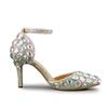Handmade Rhinestone Pointed Head Light Mouth Stiletto White Crystal Hollow Back Bag Sandals Sexy Catwalk Women's Shoes