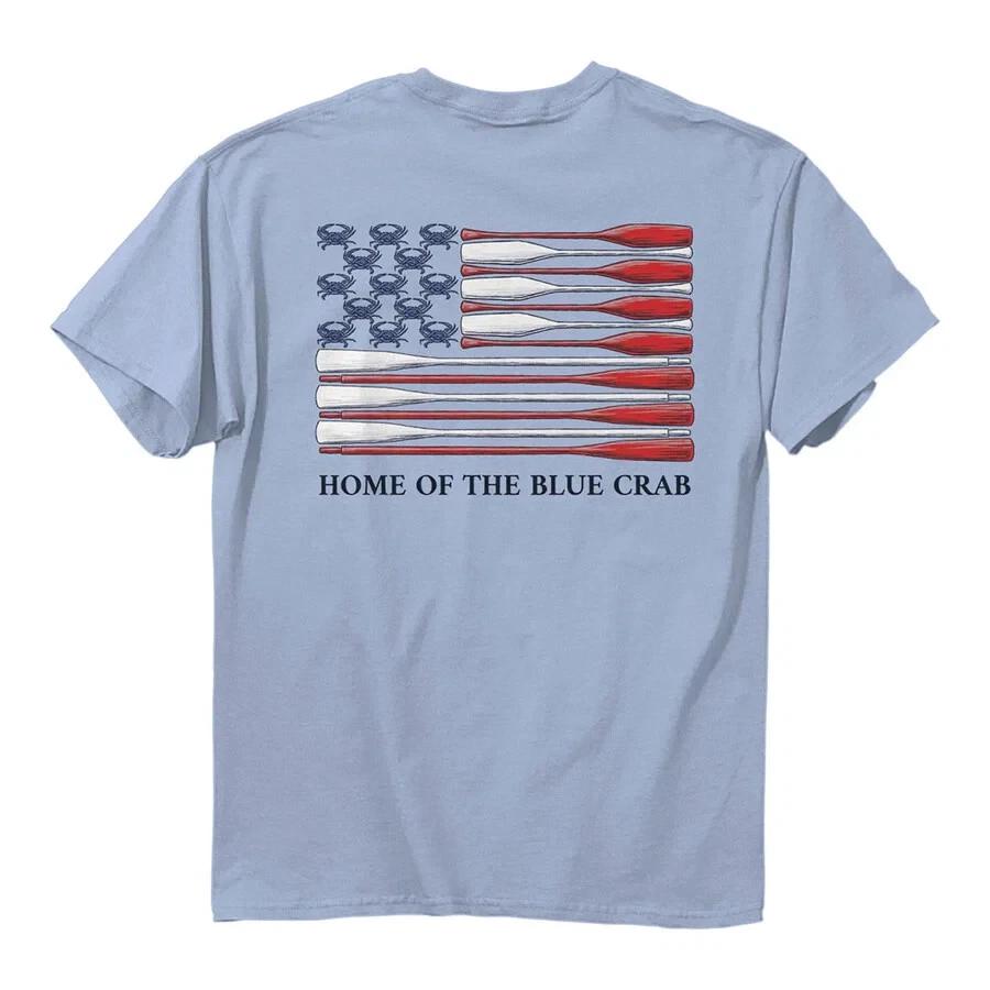 New MARYLAND my Maryland Home of the Blue Crab, CRAB and OARS Flag T Shirt M