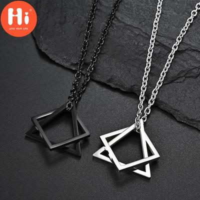 Hallo Geometrie Ineinandergreifendes Quadrat Dreieck Herrenanhänger Für Männer Frauen Unisex Legierung Modern Trendig Geometrisch Stapelbar Streetwear Halskette